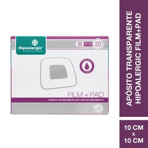 Apósito transparente con centro film + pad 10cm x 10cm (20 unidades)