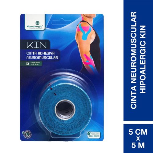 Cinta adhesiva para taping neuromuscular kin 5cm x 5m azul (1 unidad)
