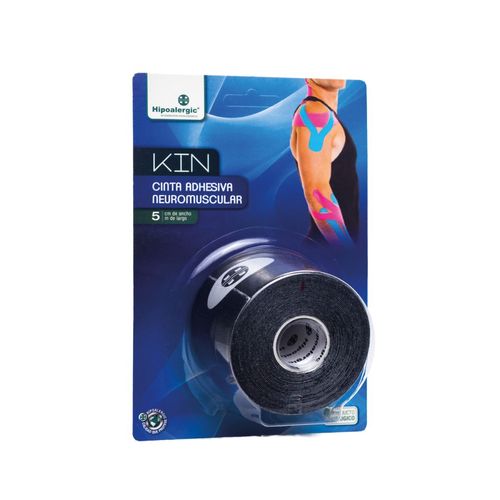 Cinta adhesiva para taping neuromuscular kin 5cm x 5m negra (1 unidad)