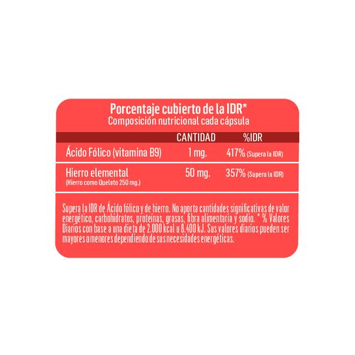 Suplemento dietario hierro (30 cápsulas vegetales)