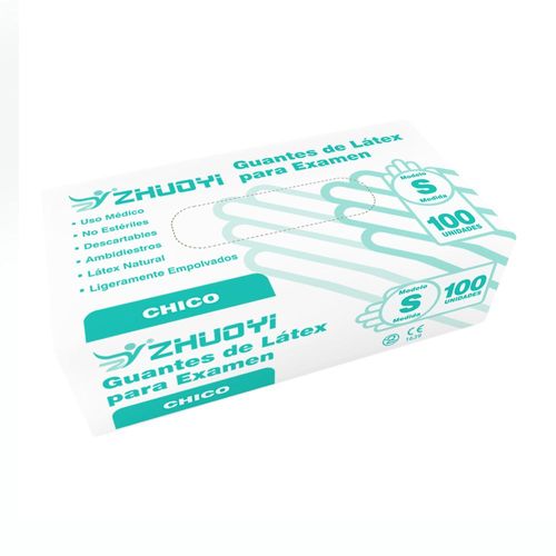 Guantes de látex para exámen talle small/chico 100 (unidades)