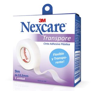 Tela adhesiva 1.25cm x 9m transpore nexcare rollo estuche