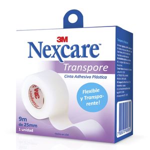 Tela adhesiva 2.50cm x 9m transpore nexcare rollo estuche
