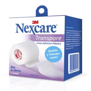 Tela adhesiva 5.00cm x 9m transpore nexcare rollo estuche