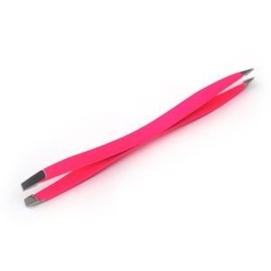 Pinza de depilar doble punta color rosa - estuche tubo