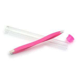 Pinza de depilar doble punta color rosa - estuche tubo