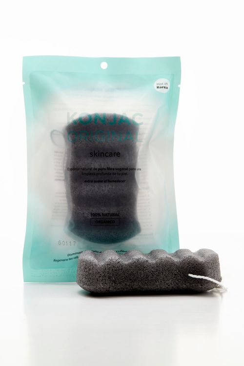 Esponja corporal negra 6 olas con ceniza bambu