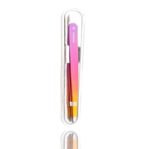 Pinza de depilar de acero inoxidable y puntas curvas