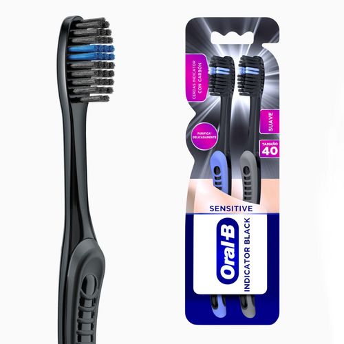 Cepillo dental suave indicator black charcoal (2 unidades)
