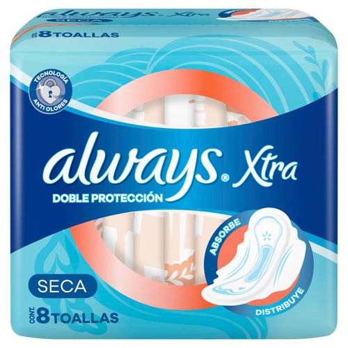 Toallas femeninas xtra doble protección seca (8 Unidades)