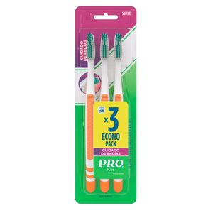 Cepillo dental Plus cuidado de encias 40 suave 3 Unidades