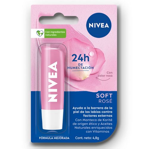 Protector labial humectante soft rosé para todo tipo de piel 4.8 grs