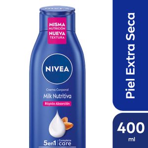 Crema corporal hidratante milk nutritiva 5 en 1 piel extra seca 400 ml