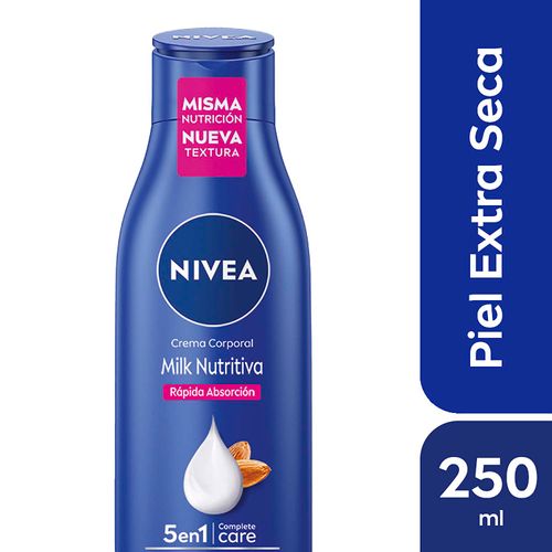 Crema corporal hidratante milk nutritiva 5 en 1 piel extra seca 250 ml