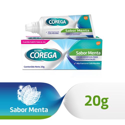 Adhesivo para prótesis dentales ultra crema menta 20 gr