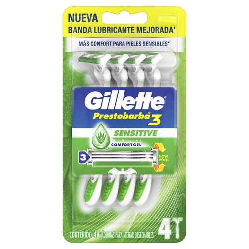 Máquina de afeitar piel sensible prestobarba3 sensitive (4 unidades)