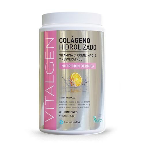Suplemento dietario colágeno hidrolizado sabor naranja 360 grs