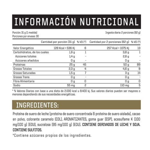 Suplemento deportivo whey protein sabor cookies & cream 930 gr