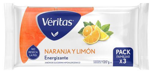 Jabón glicerina naranja y limon 3 unidades 120 gr