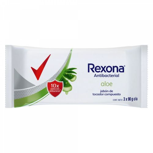 Jabón en barra antibacterial aloe 90 gr (3 unidades)