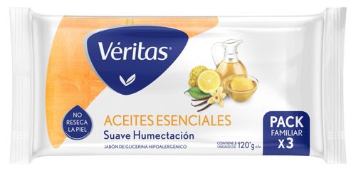 Jabón glicerina aceites esenciales 3 unidades por 120 grs