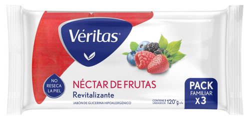 Jabón glicerina y nectar de frutas 3 unidades por 120 grs