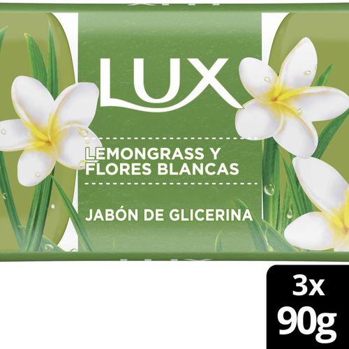 Jabón de glicerina en barra lemongrass y flores blancas 90 g (3 unid)