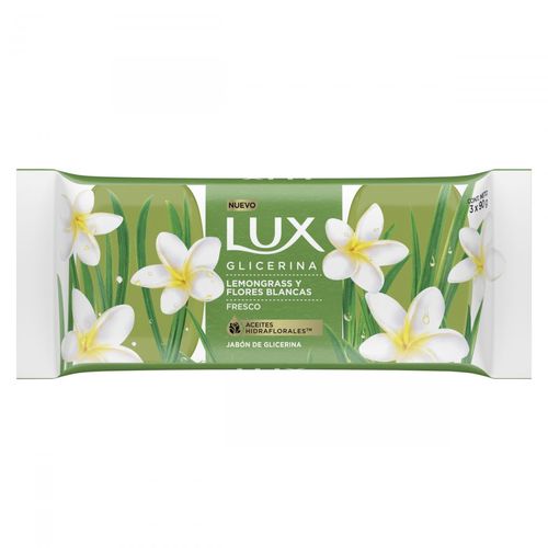 Jabón de glicerina en barra lemongrass y flores blancas 90 g (3 unid)
