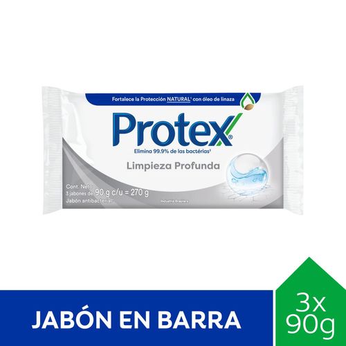 Jabón antibacterial limpieza profunda 90 gr (3 unidades)