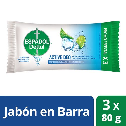 Jabón active deo 80 gr (3 unidades)