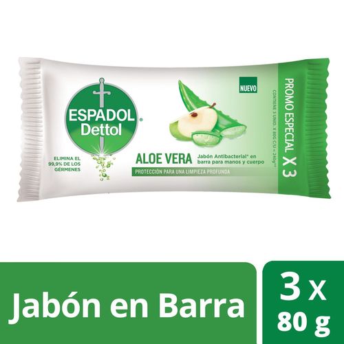 Jabón aloe vera 80 gr (3 unidades)