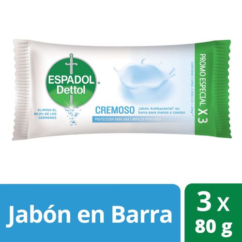 Jabón cremoso 80 gr (3 unidades)