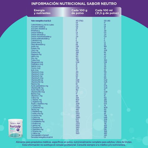 Suplemento nutricional max sabor neutro 350 gr