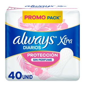 Protectores diarios xtra diarios sin perfume (40 unidades)
