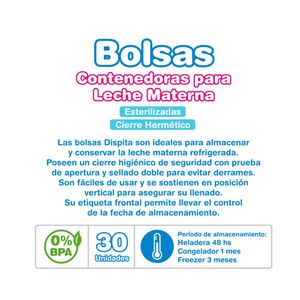 Bolsas contenedoras para leche materna (30 unidades)