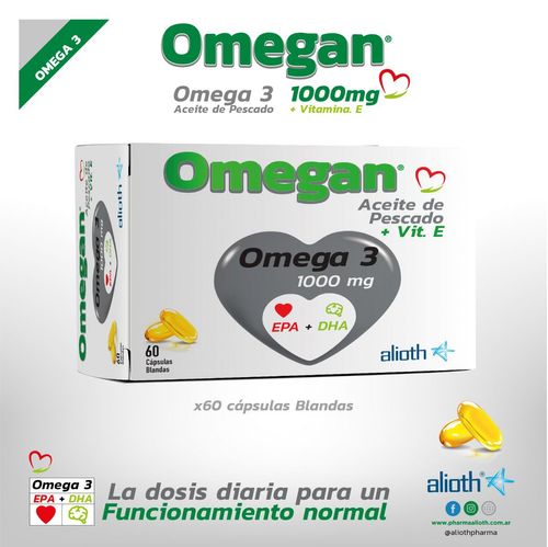 Omega 3 aceite de pescado + vit. E (60 cápsulas blandas)