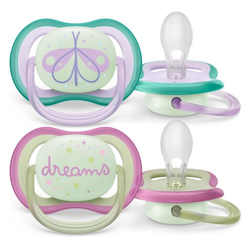 Chupete ultra air night 0-6m lila (2 unidades)