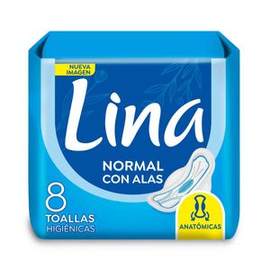 Toalla femenina lina anatomica con alas (8 unidades)