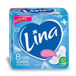 Toalla femenina lina anatomica con alas (8 unidades)