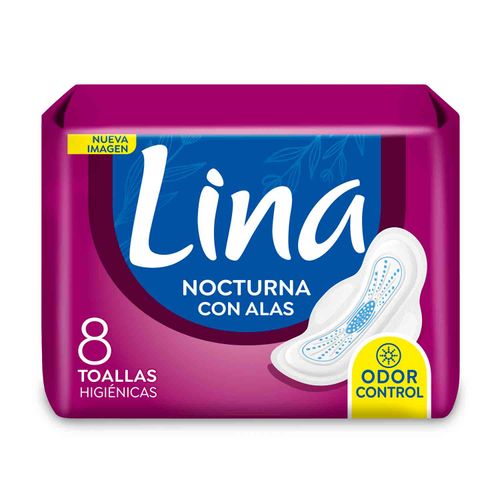 Toalla femeninas lina nocturna con alas (8 unidades)