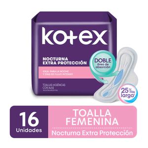 Toalla femenina  extra protección nocturna con alas (16 unidades)