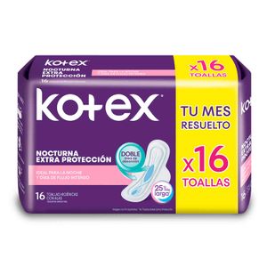 Toalla femenina  extra protección nocturna con alas (16 unidades)