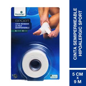 Cinta adhesiva de tela semipermeable sport 5cm x 9m blanca (1 unidad)