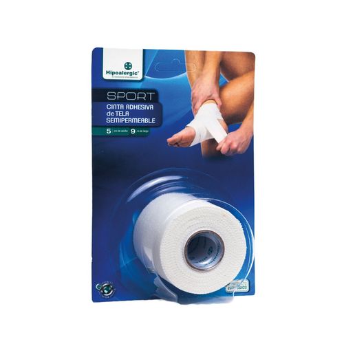 Cinta adhesiva de tela semipermeable sport 5cm x 9m blanca (1 unidad)