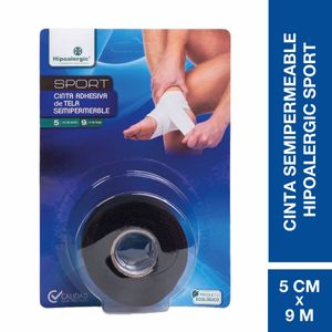 Cinta adhesiva de tela semipermeable sport 5cm x 9m negra (1 unidad)