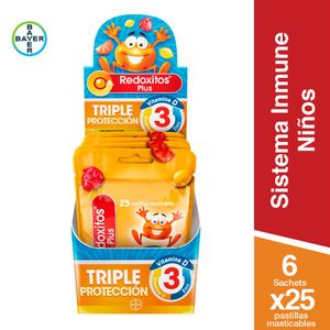 Multivitamínico plus: vitamina C D y Zinc (6 sachets de 25 pastillas c/u)