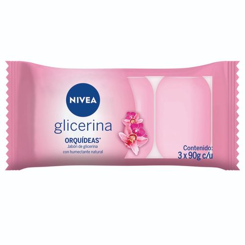 Jabón humectante con glicerina orquídeas para todo tipo de piel 90 gr (3 u)