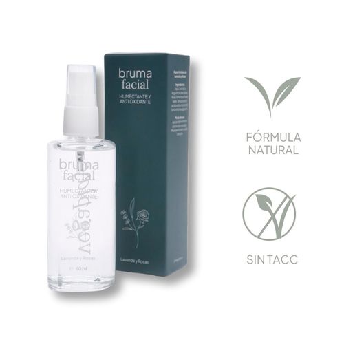 Bruma facial herbal de lavanda y rosas 60 ml