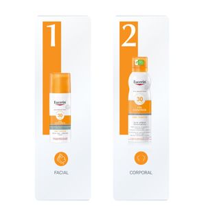 Combo oil control protector solar corporal en spray para piel sensible fps 30 200 ml + protector solar gel toque seco fps 30 para piel grasa 50 ml