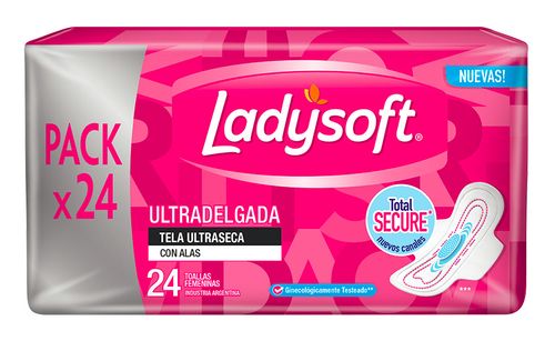Toallitas femeninas ultra delgadas ultraseca con alas (24 unidades)